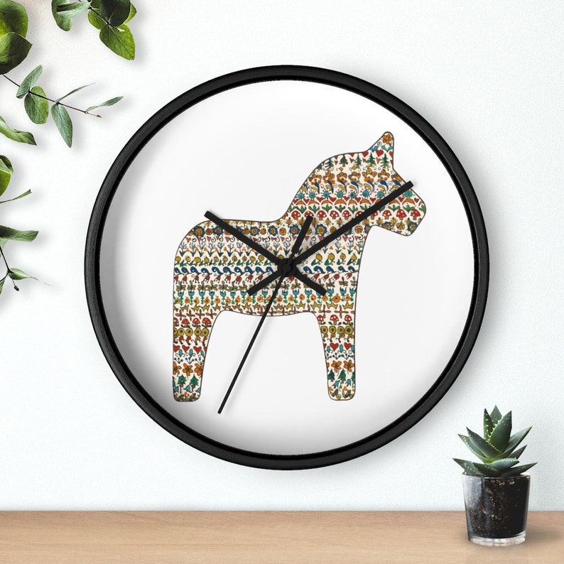 Swedish Wall Clock Dala Horse Unique Dala Horse Swedish Etsy