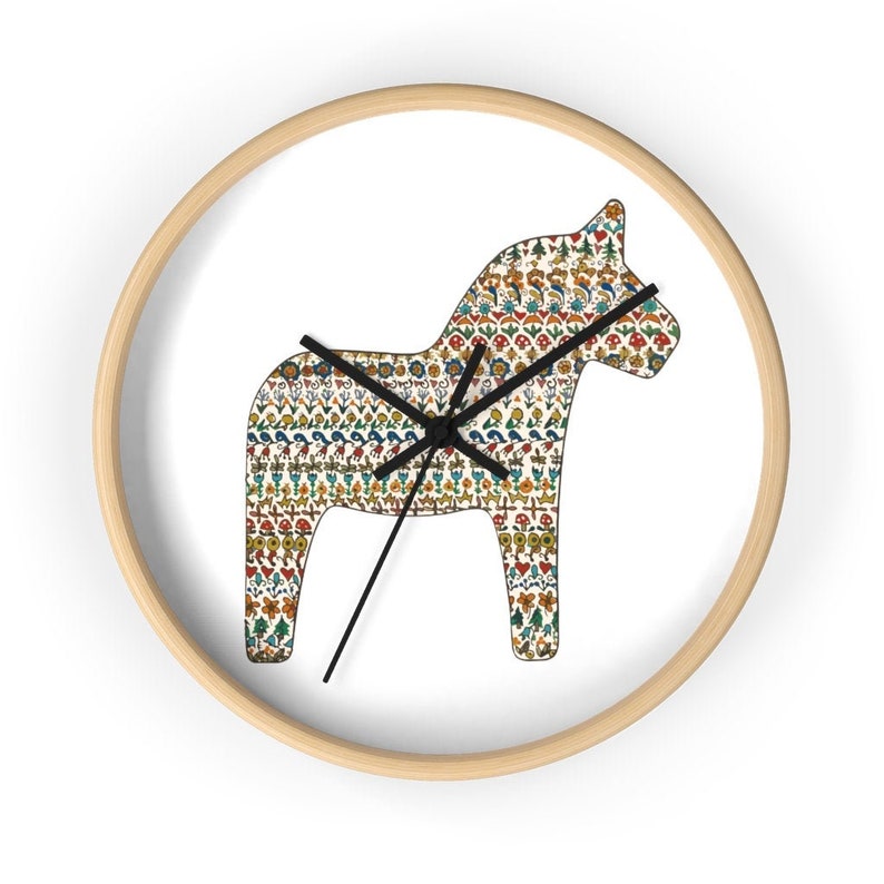 Swedish Wall Clock Dala Horse Unique Dala Horse Swedish Etsy