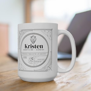 Taza de interpretación de la carta natal de 15 oz: creada por un astrólogo profesional: regalo astrológico personalizado único