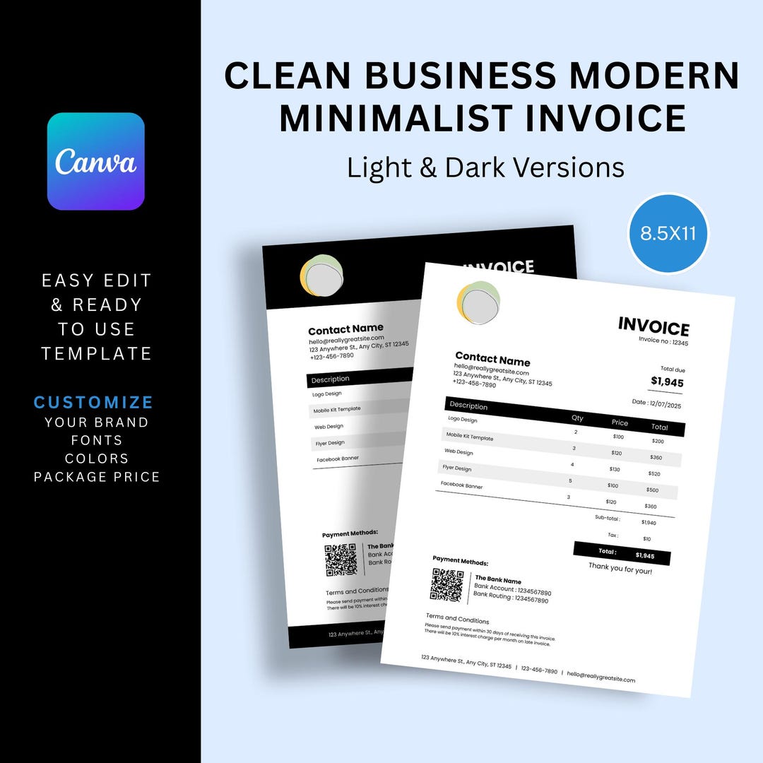 Editable Invoice Template: Small Business Receipt Form (canva Template ...