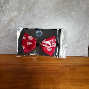 Red Paw Print and Heart Bow Tie