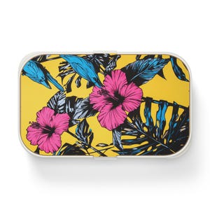 Tropical Bento Lunch Box - Floral Food Container, Eco-Friendly Meal Prep, Gift for Foodies, Summer Picnic, Vibrant Design