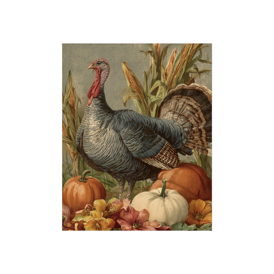 Vintage Turkey Fine Art Print, Thanksgiving Autumn Decor - Etsy