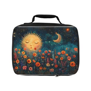 Whimsical Floral Lunch Bag, Eco-Friendly Lunch Cooler, Insulated Food Carrier for Kids, Cute Office Tote, Gift for Nature Lovers