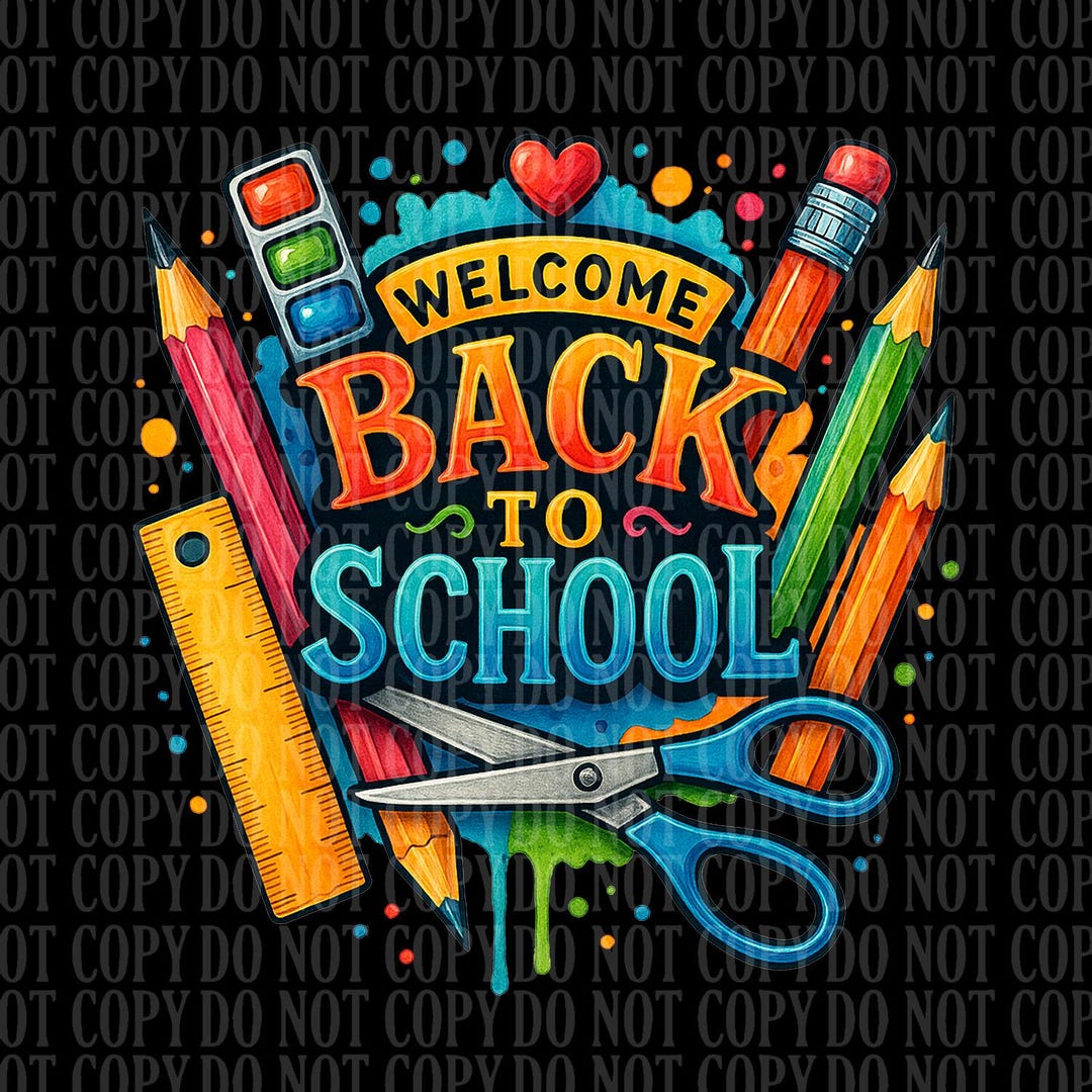 Welcome Back to School Png, Back to School Png, School Png, Watercolor ...