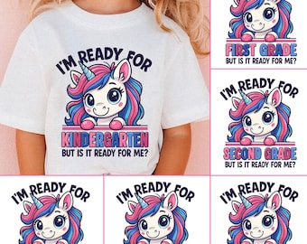 I&#39;m Ready For 1st Grade Unicorn Bundle PNG, Unicorn Lovers Girls, First Day Of School png, Unicorn Lovers png, Pre-K back to school
