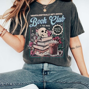 Anti Social Book Club Shirt Comfort Colors, Romance Reader Shirt, Anti Social Reader, Introverted Reader Bookworm, Bookish Shirt, Book Lover