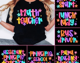 Teacher Bundle Png, Preppy School Design Png For Back To School, School Bundle Design, Head Start, Math Teacher, Preppy Teacher PNG