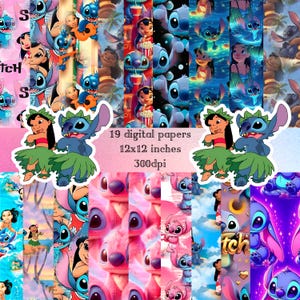 Lilo and Stitch, Lilo and Stitch Digital pack, seamless papers for Crafts, Instant Download, Digital Item