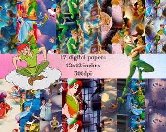 Peter Pen, Peter Pen digital paper pack, seamless paper, digital item