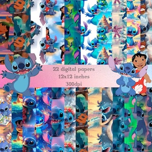 Lilo and Stitch Digital Art,Cute cartoon,Instant Printable Art PNG,Digital pack, seamless papers for Crafts, Instant Download, Digital Item