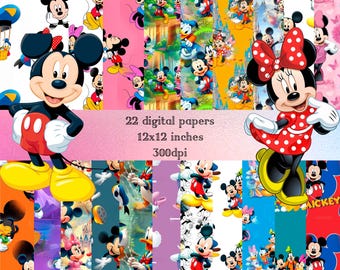 Mickey Mause Digital printable,Mickey decor,Instant Printable Art PNG,Digital pack, seamless papers for Crafts,Instant Download Digital Item