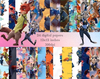 Zootopia PNG,Judy Hopps and Nick,Wilde Digital Download, Zootopia Movie Characters, Printable Art