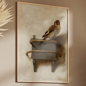 The Goldfinch Canvas Wall Art – Carel Fabritius 1654 – Classic Dutch Painting Reproduction – Framed or Unframed Canvas Print – Vintage Bird