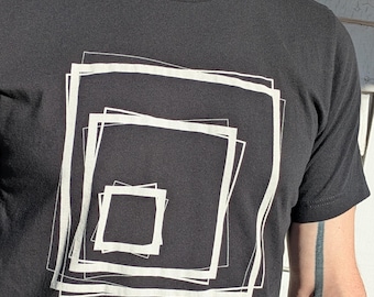 T-SHIRT Abstract Geometric Art Design Tee | "Tipsy Squares" | Unisex Cotton Shirt