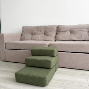 Soft Pet Stairs for Small Dogs & Cats, 2 or 3 Step Foam Ramp, Dog steps for bed, Dog Stairs with Removable Cover