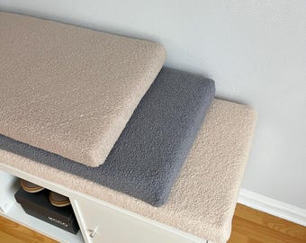 Coussin de banc personnalisé en alpaga bouclé | Coussin de siège fait main | IKEA Kallax et siège de fenêtre | Taille personnalisée | Mousse de rembourrage douce