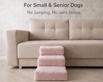 Schody dla psa do łóżka i kanapy, schody dla małych psów, rampa z miękkiej pianki Bouclé