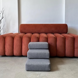 Modular Pet Stairs for Small Dogs & Cats, 2 or 3 Step Foam Ramp, Dog steps for bed, Dog Stairs with Removable Cover