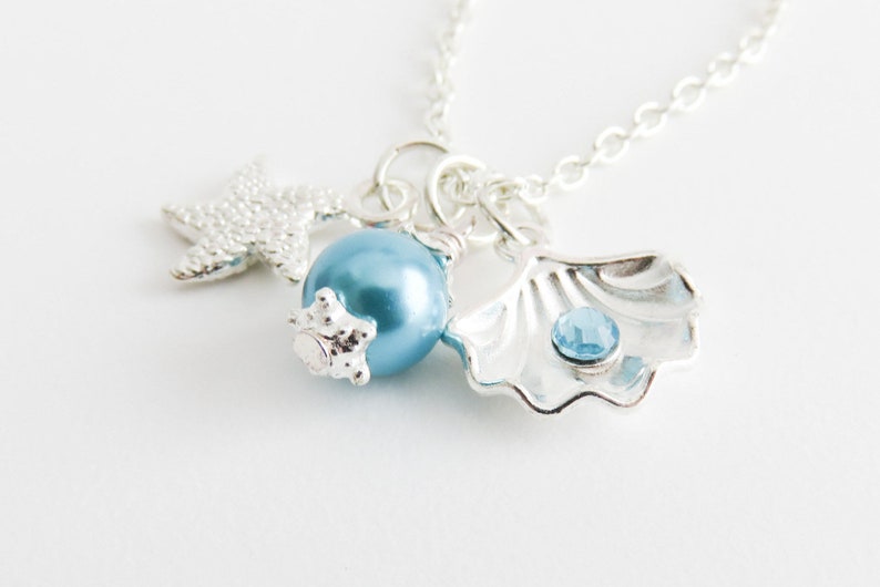 Blue Starfish Necklace Shell Necklace Beach Wedding Jewelry Etsy