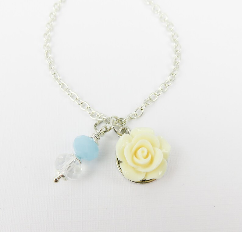 Ivory Flower Girl Necklace Cream Rose Necklace Ivory Flower Etsy