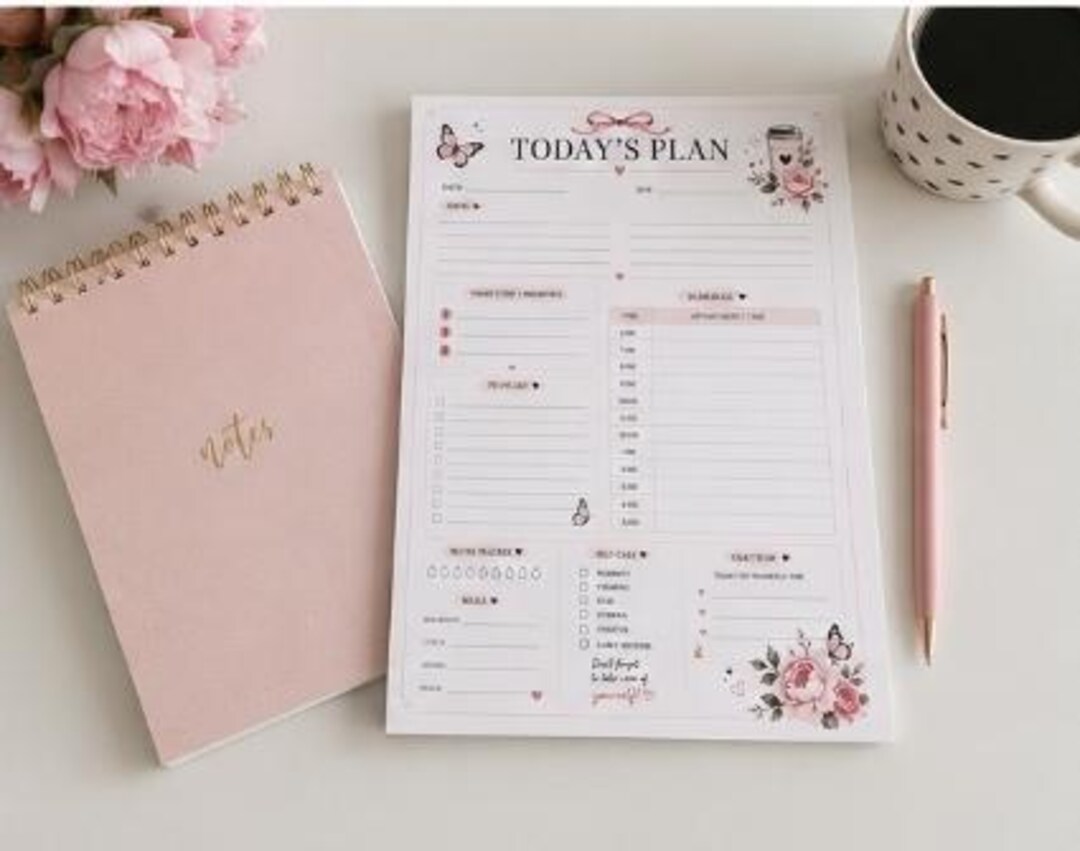 Floral Daily Planner Printable | Today's Plan PDF, Productivity to Do ...