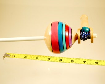 Toy top. Wood spinning top with handle. Handmade heirloom toy.