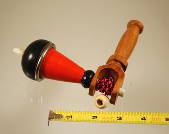 Toy top. Wood spinning top with handle. Handmade heirloom toy