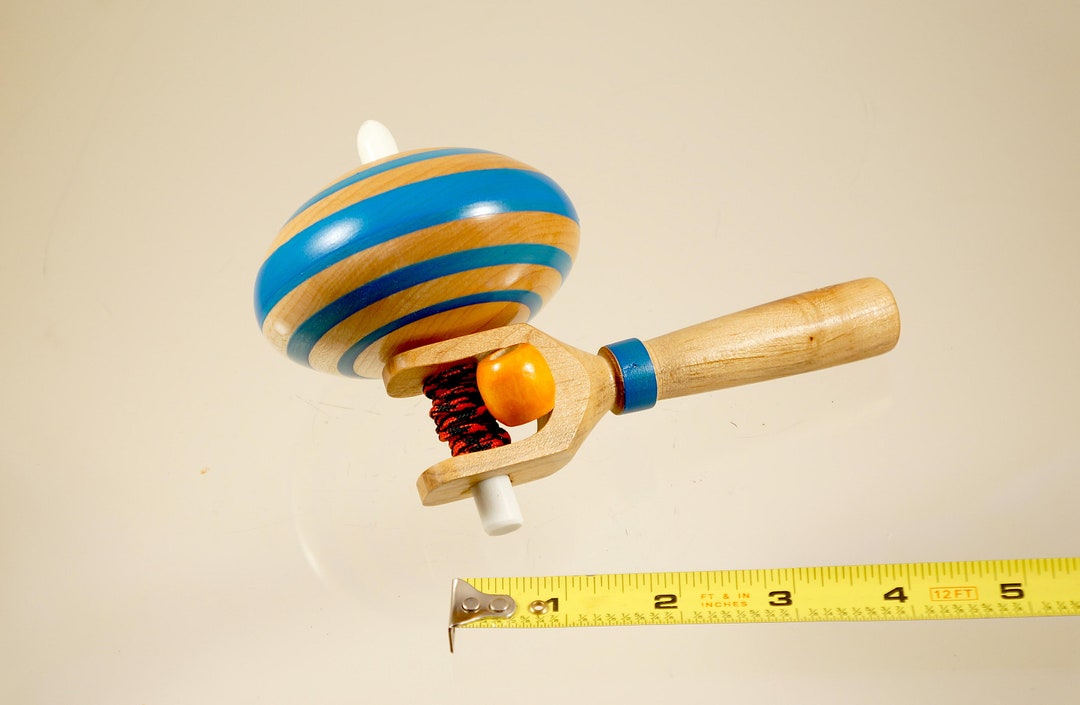 Toy Top. Wood Spinning Top With Handle. Handmade Heirloom Toy Etsy