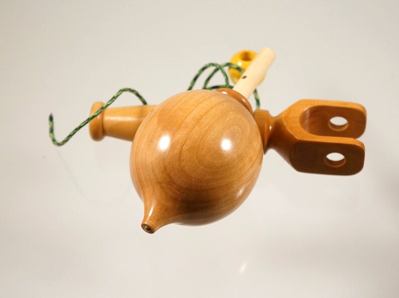 Toy top. Wood spinning top with handle. Handmade heirloom toy. image 3