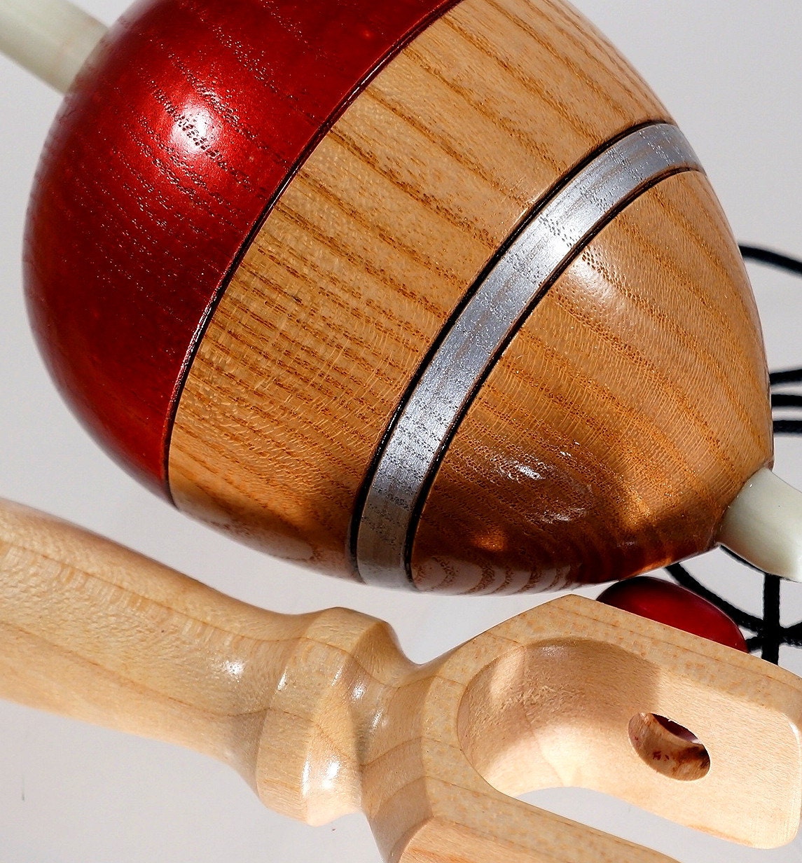 Toy top. Wood spinning top with handle. Handmade heirloom toy. Etsy