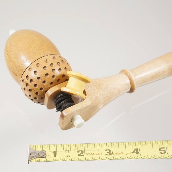 Toy top. Wood spinning top with handle. Handmade heirloom toy.