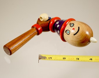 Toy top. Wood spinning top with handle. Handmade heirloom toy