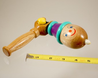 Toy top. Wood spinning top with handle. Handmade heirloom toy.