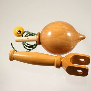 Toy top. Wood spinning top with handle. Handmade heirloom toy. image 2
