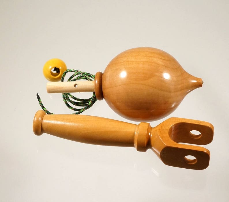 Toy top. Wood spinning top with handle. Handmade heirloom toy. image 2