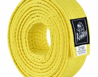 Martial Arts Belt Yellow – Durable Cotton-Polyester Belt for Karate, Judo, Taekwondo Training | Revansh Sports