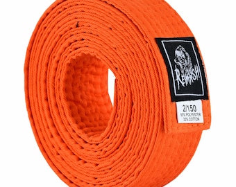 Cintura per arti marziali arancione – Cintura resistente in cotone e poliestere per allenamento di karate, judo, taekwondo / Revansh Sports