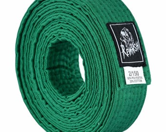 Cintura per arti marziali verde – Cintura resistente in cotone e poliestere per allenamento di karate, judo, taekwondo / Revansh Sports