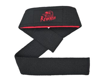 Schwarz Rote Gewichtheber Handgelenk Armbänder - Baumwoll-Gym Armbänder für CrossFit, Kreuzheben oder Kreuzheben | Revansh Sport