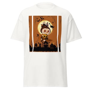 labubu ハロウィンバニーTシャツ - カボチャのコスチュームを着たかわいい魔女の女の子 - 不気味なアニメシャツ - 秋の美的ギフト - かわいいハロウィン