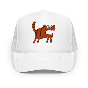 Funny Angry Cat Trucker Hat-Embroidered Animal Meme Hat-Cute Grumpy Cat Cap-Kawaii Cat Hat Gift for Pet Lovers