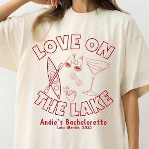 Love on the Lake Bachelorette Party Shirts, Custom Martini Girl Trip Lake Bach Party, Camp Bride Comfort Colors Tees, Camping Hiking Bride