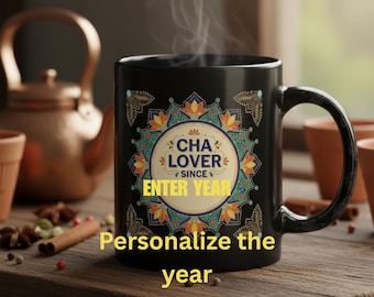 Chai Lover Since Year Personalized Mug, Black Coffee Mug, punjabi anniversary mug,  Chai mug, punjabi mom gift