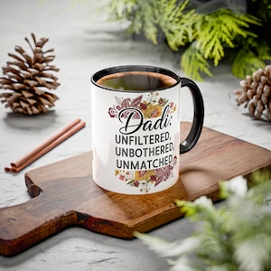 Dadi Mug Unfiltered, Unbothered, Unmatched Funny Punjabi Grandma Gift Desi Mother&#39;s Day Tea Cup Custom Handle Colors Indian Floral Design