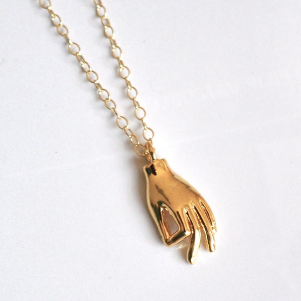 Gold Hand Necklace, Mudra Necklace, Silver Hand Necklace, Buddha, Hindu, Buddhist, Layering Necklace, Multilayers