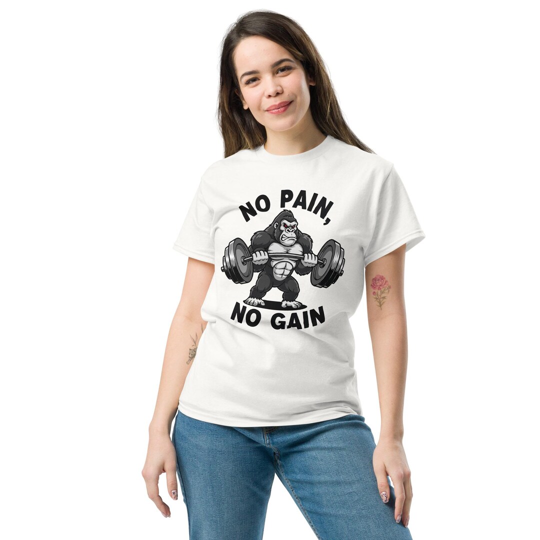 No Pain No Gain Gorilla Gym T-shirt | Fitness Workout Shirt ...