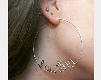 3 inch Personalized Name Hoops, Custom Earrings for Women, Sweet 16 Gift