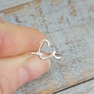 Personalized Sterling Silver Initial Ring: Dainty Lowercase Letter