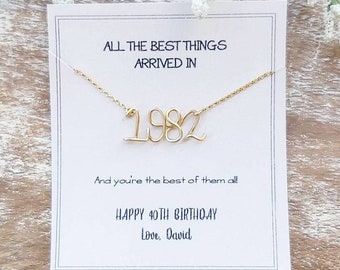 Year Necklace, Birth Date Pendant, Best Friend Gift, Personalized Card